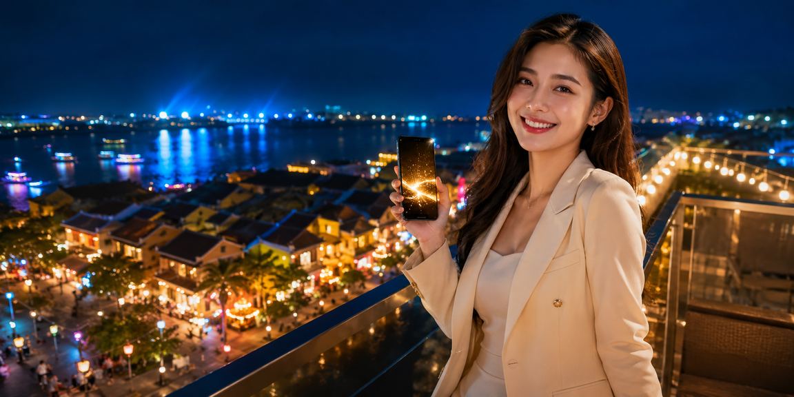 Đèn lồng Hội An lung linh bên cạnh màn hình đăng ký tài khoản f100